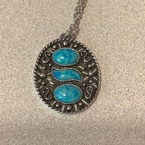 Sarah Coventry Turquoise and Silver-tone Pendant Necklace